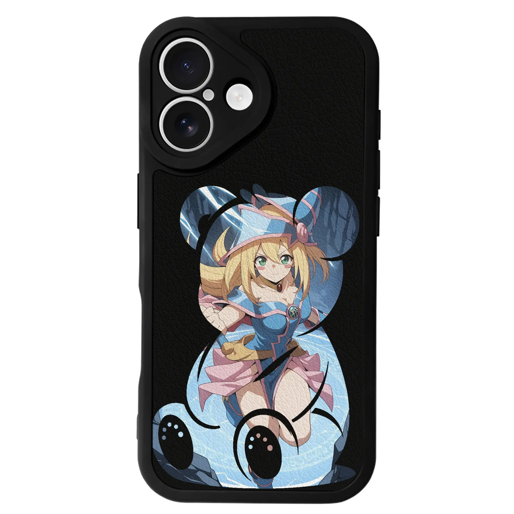 遊☆戯☆王 グッズ,黒魔導少女 - IPhone 16シリーズ対応 ・ シリコンスマホケース ・ レザー調 ・ 高精度フィット ・ 耐衝撃 ・ ワイヤレス充電対応 ・ 精密カット